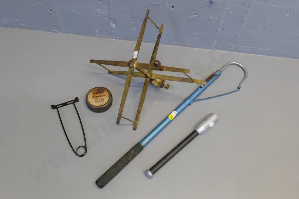fly fishing items - collapsible gaff, fish club, brass line winder, etc. Image 1++