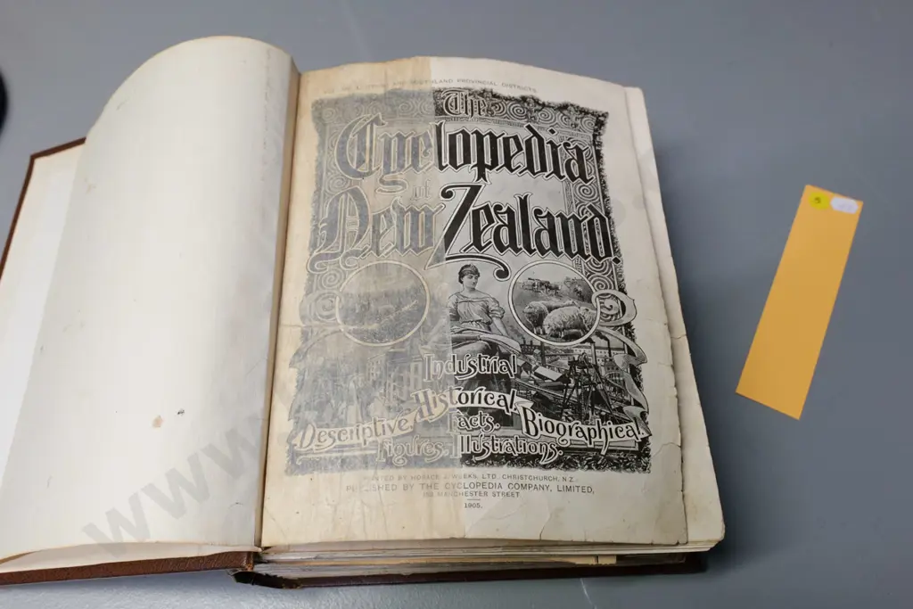 Encyclopedia of New Zealand - Volume Four - Otago & Southland. Pub. Cyclopedia Co 1905 - wear & repairs Image 1++