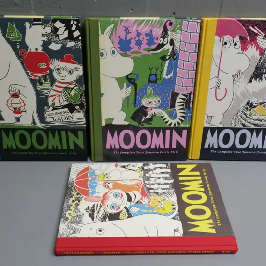 4 decorative cloth hard-bound books - Tove Jansson - Moomin comic strip Volumes 1-4, pub 2006-2009 Drawn & Quarterly