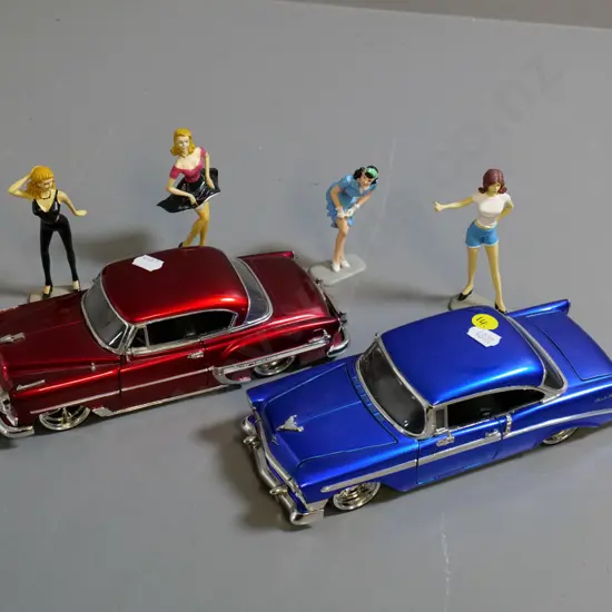 2 Jada die-cast model cars - 1:24 Chevy Belair and 1:24 Chevy Belair plus 4 figures