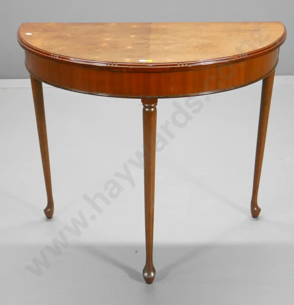 burr wood cab leg half round hall table H-660 W-770 D-420 Image 1++