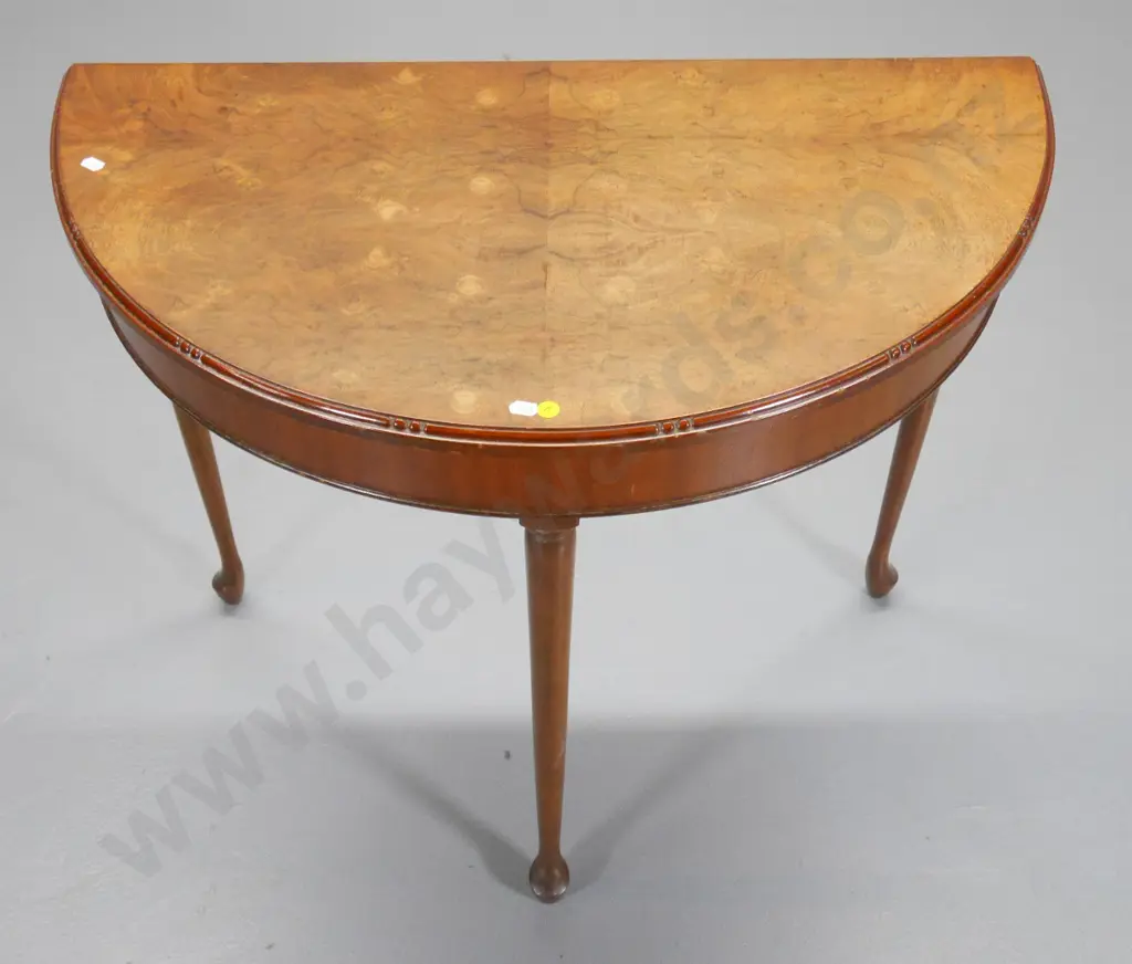 burr wood cab leg half round hall table H-660 W-770 D-420 Image 1++