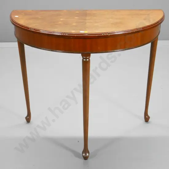 burr wood cab leg half round hall table H-660 W-770 D-420