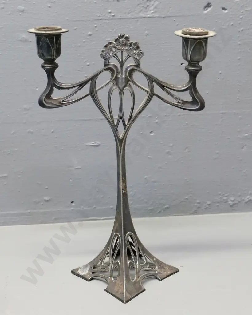 art nouveau style pewter candle holder H-300 Image 1++