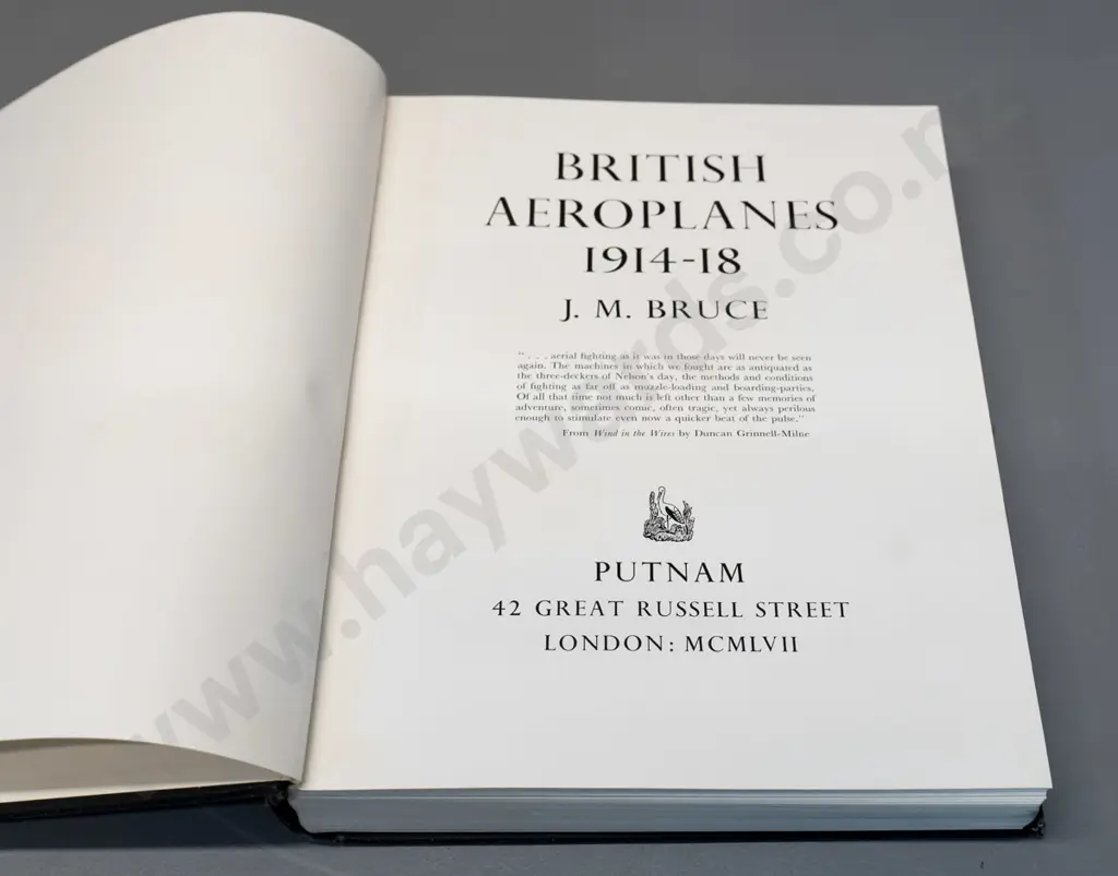 slip-cased book: British Aeroplanes 1914-1918 - JM Bruce. Pub Putnams, 1957 - has inscription, wear to slip-case Image 1++