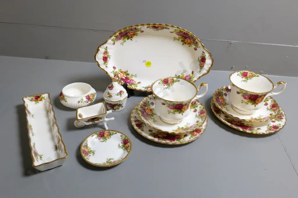 Royal Albert Old Country Roses items - 2 trios, biscuit plate, mint dish, wheelbarrow etc. Image 1++