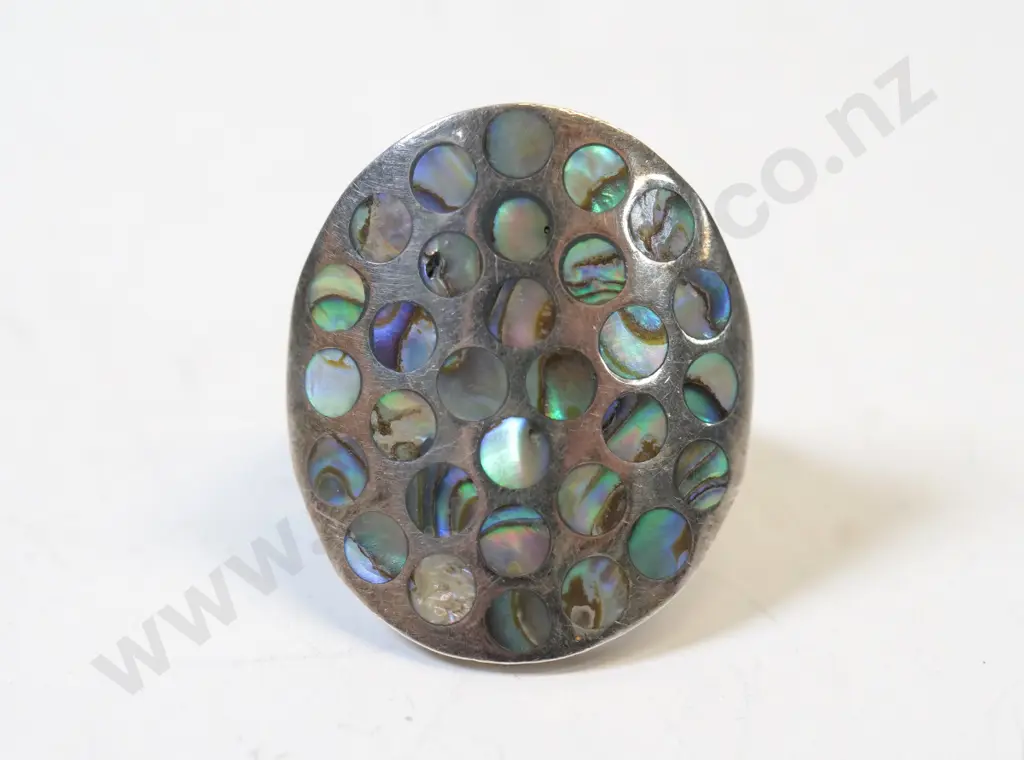 silver paua shell ring stamped 925 Image 1++