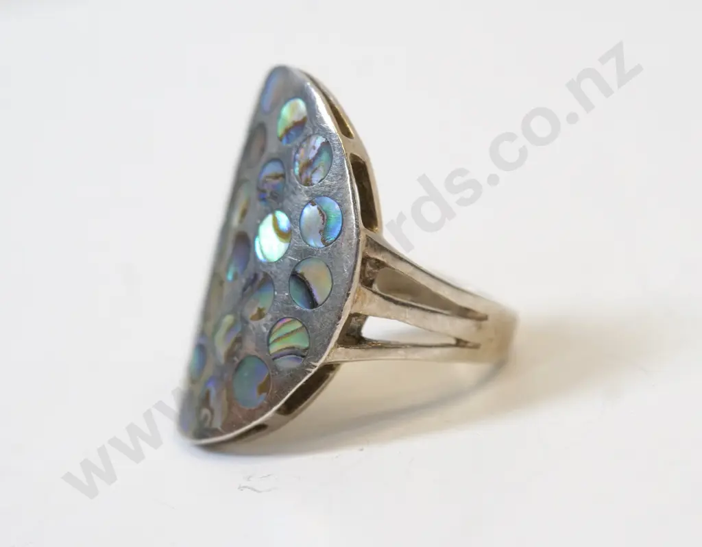 silver paua shell ring stamped 925 Image 1++