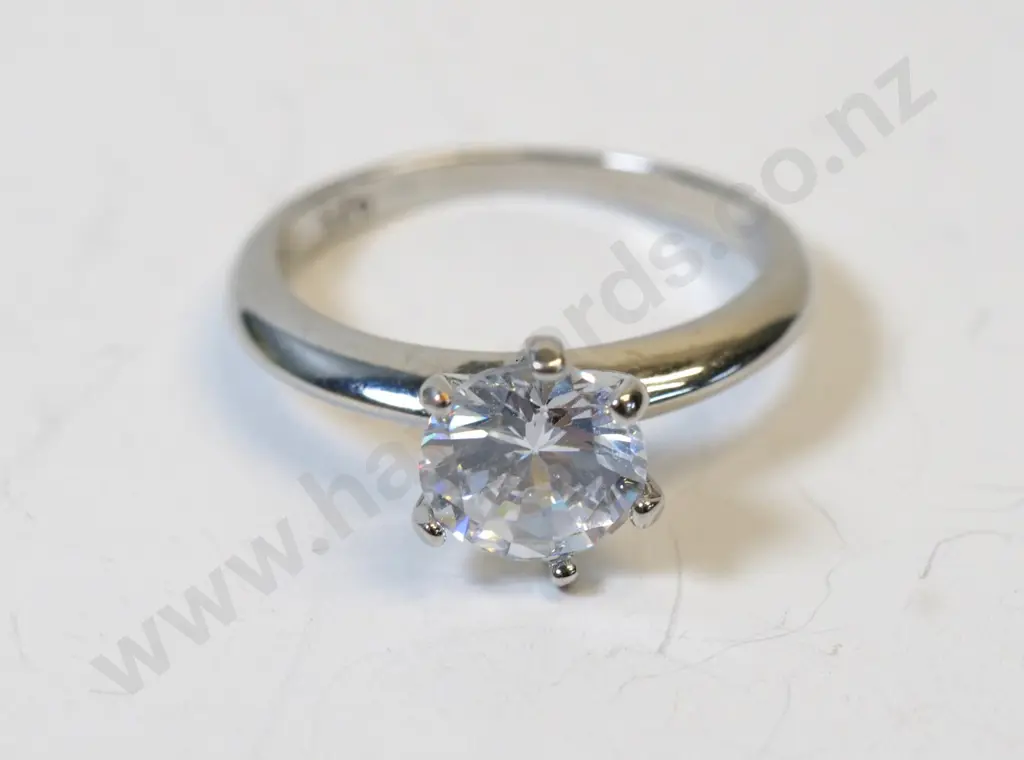 silver cz dress ring stamped 925 Image 1++