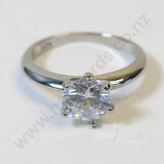 silver cz dress ring stamped 925