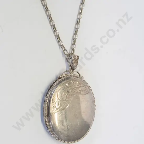 silver locket engraving on front only stamped stgsil