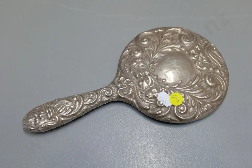 sterling silver backed dressing table hand mirror L-240 W-130 Image 1++