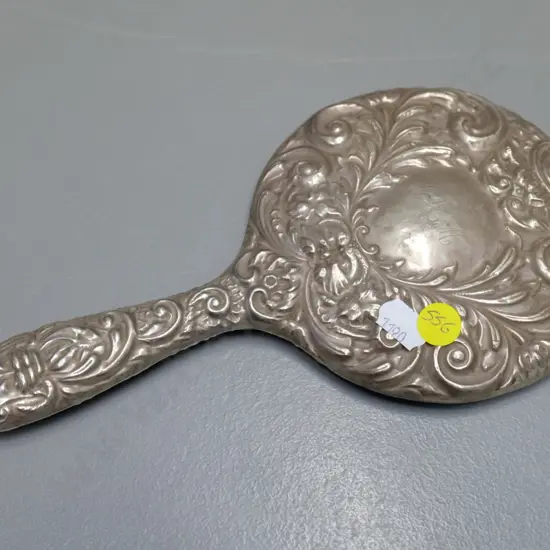 sterling silver backed dressing table hand mirror L-240 W-130