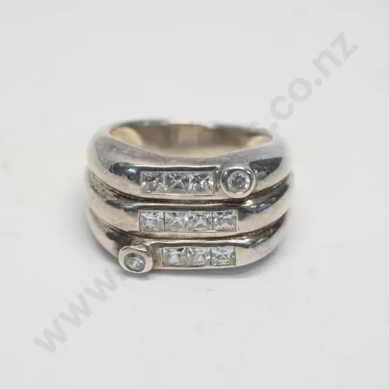 silver cz dress ring stamped 925