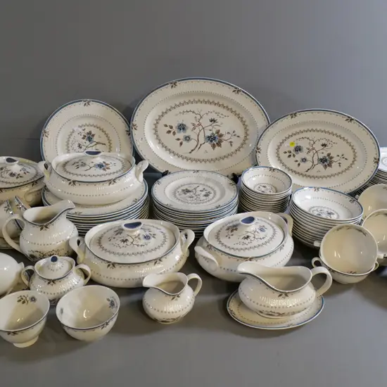 Royal Doulton Old Colony 12-piece dinner set with 4 lidded vegetable dishes, 3 platters, very good condition