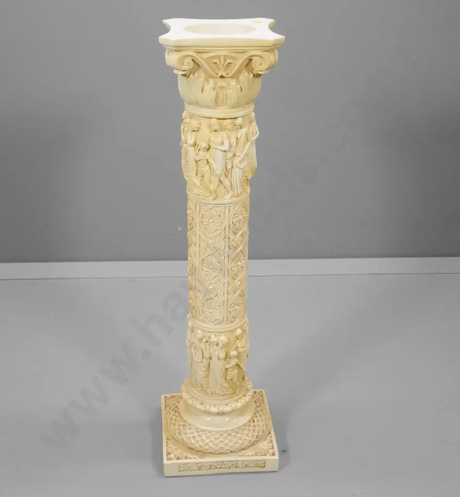 composite column base with classical motifs - has bolt fitting and hole on top, small chip to base H-880 235x235 Image 1++