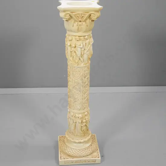 composite column base with classical motifs - has bolt fitting and hole on top, small chip to base H-880 235x235