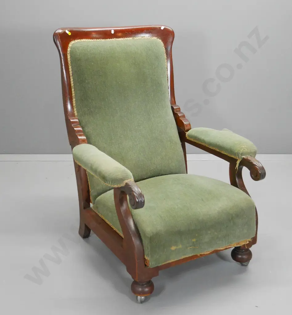 restorers Victorian metamorphic armchair - green velvet needs attention H-1030 W-750 D-720 Image 1++