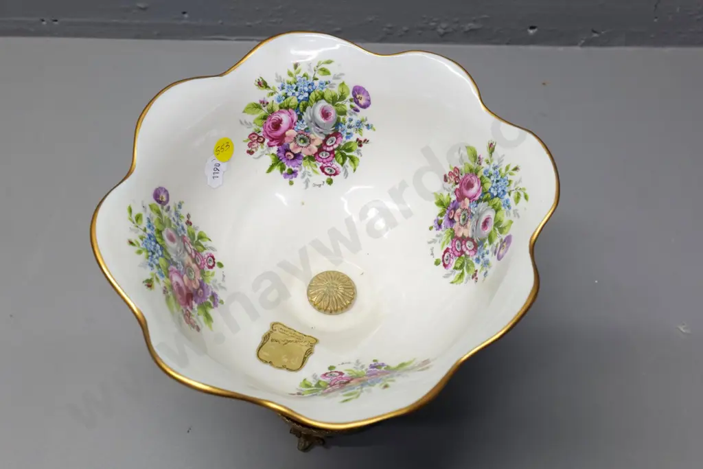 "Limoges Pate" comport bowl on 3-footed cast metal stand H-220 Diameter 230 Image 1++