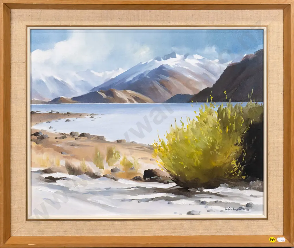 Maurice Buckland '80 - framed oil "Bremner Bay, Wanaka" H-390 W-490 Image 1++