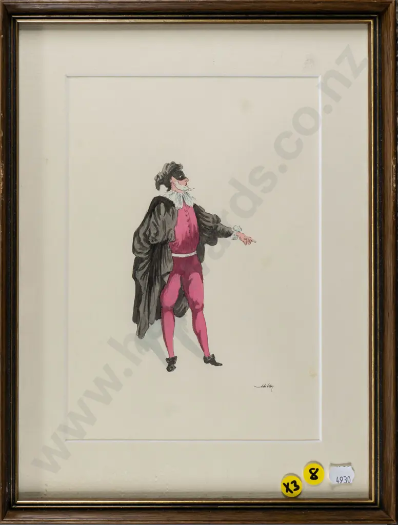 3x framed watercolours - actors Each H-240 W-160 Image 1++