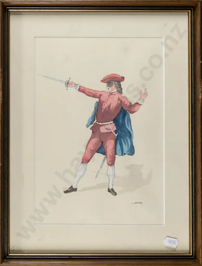 3x framed watercolours - actors Each H-240 W-160 Image 1++