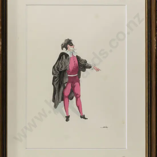 3x framed watercolours - actors Each H-240 W-160