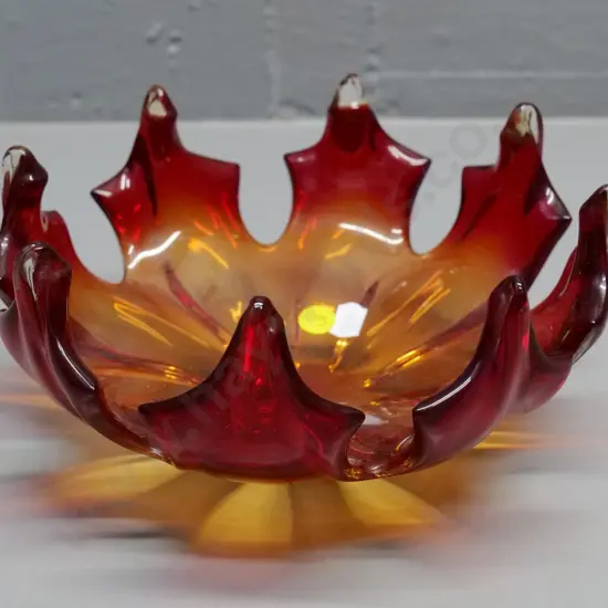 art glass bowl - red fading to orange H-100 D-210
