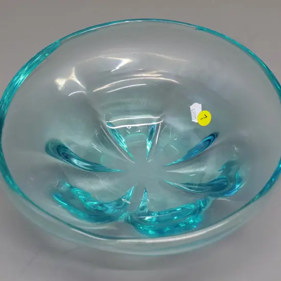 teal art glass bowl H-85 D-240