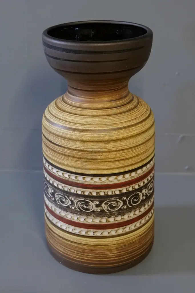 German pottery vase - matte glaze, incised decoration H-350 D-180 Image 1++