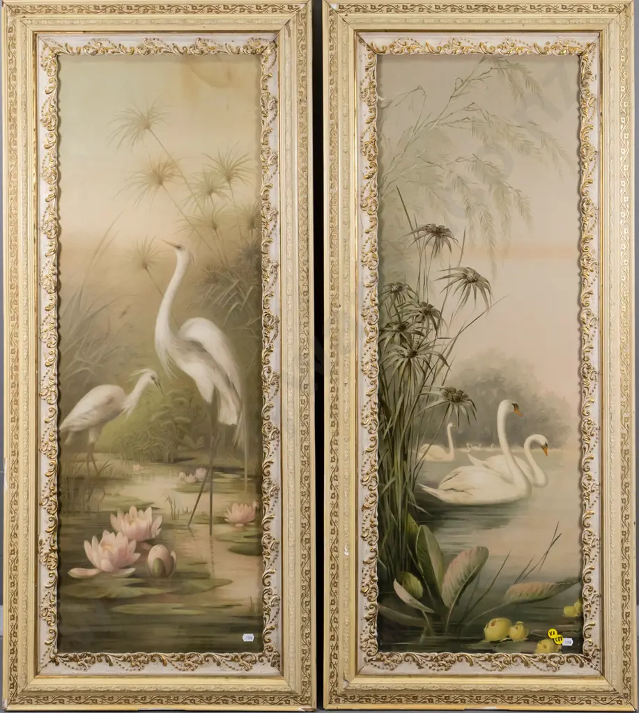 2x ornately framed vintage prints (slight foxing and age damage to prints and frames) Each H-900 W-310 Image 1++