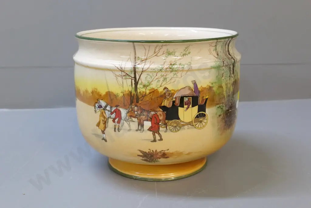 large Royal Doulton Coaching Days jardiniere - some crazing. H-210 Diameter 280 Image 1++