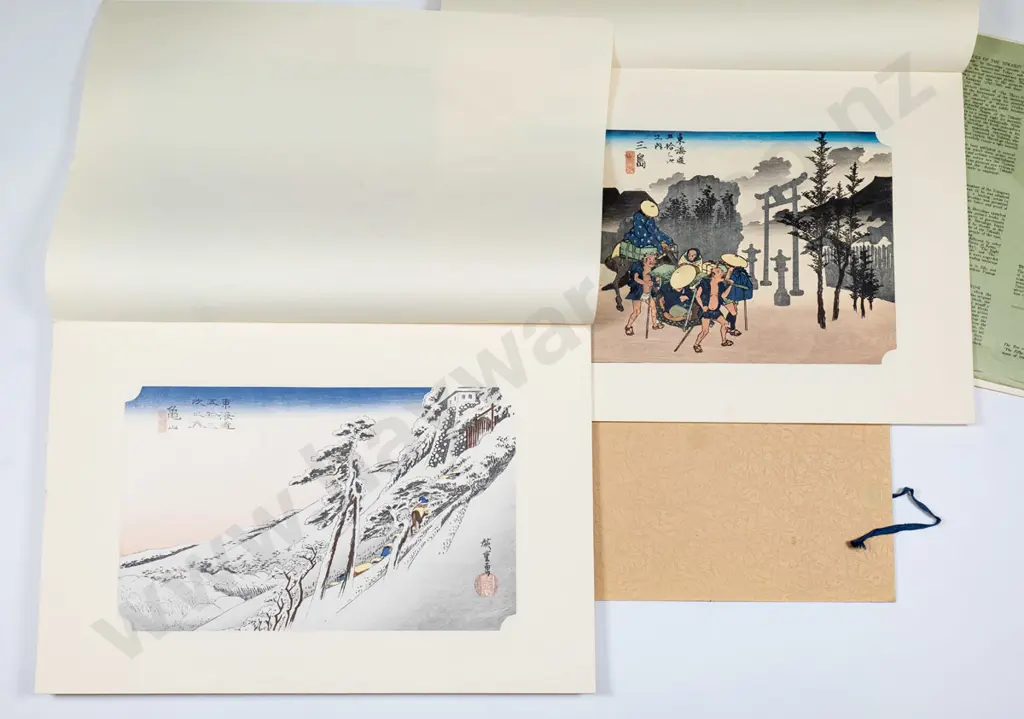 folio of 5 reproduction Hiroshige woodprint prints Image 1++
