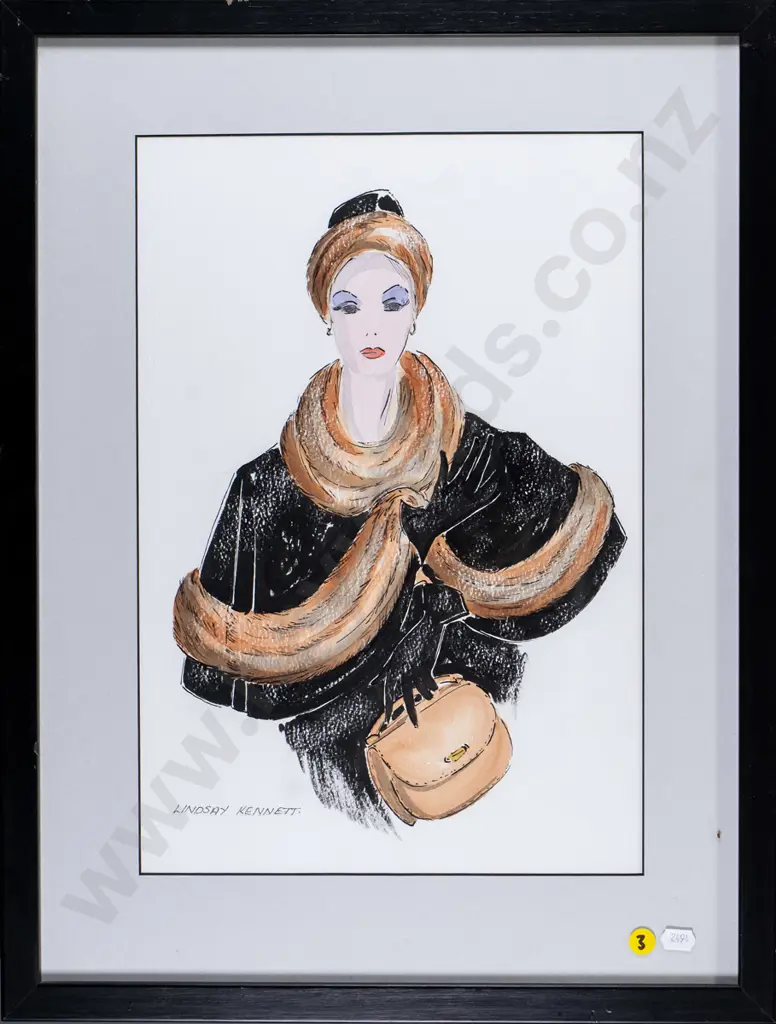 Lindsay G Kennett - framed watercolour - female portrait H-390 W-260 Image 1++