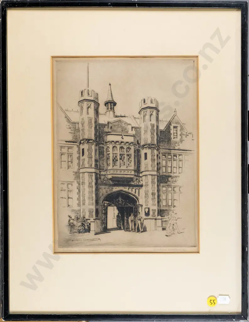 framed etching10/100 "Gateway Otago University" H-260 W-190 Image 1++