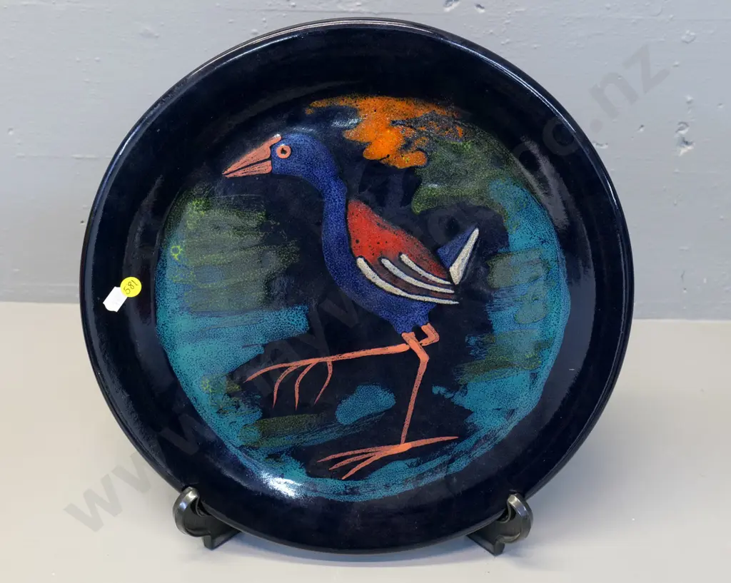hand-painted Morris & James Matakana pukeko plate Diameter 380 Image 1++