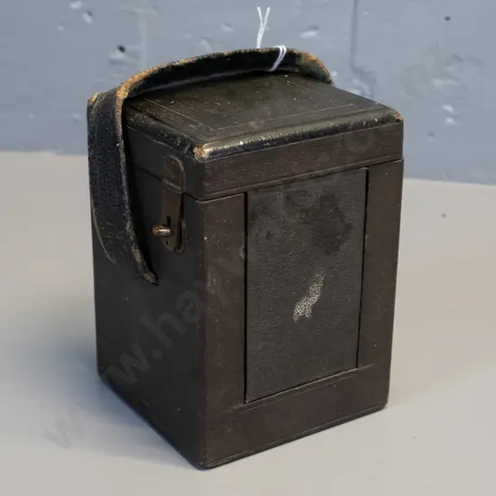 large carriage clock case with copper locks - general wear and tear H-150 W-105 D-100