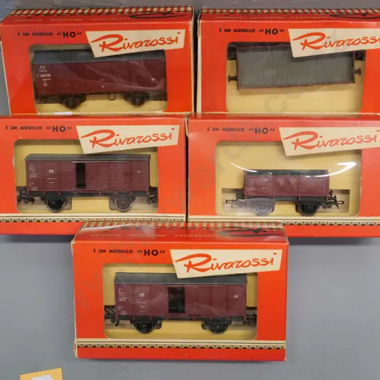 HO gauge model railway items - 5 boxed Rivarossi Italy freight wagons