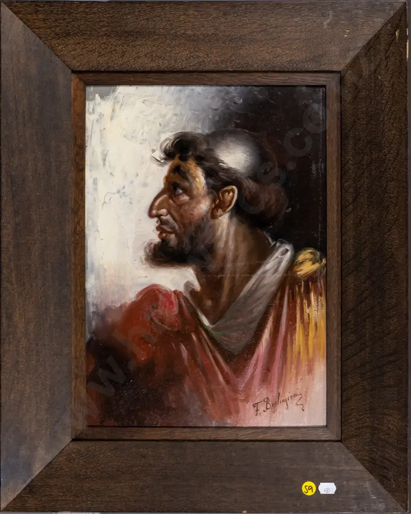 F Berlingieu - framed oil - portrait of Cardinal Carlo Borromeo H-360 W-260 Image 1++