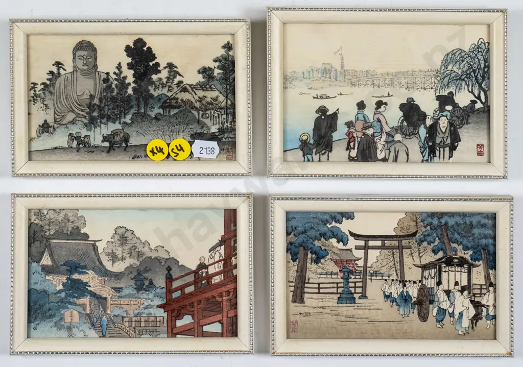 4x small Japanese prints - every day life Each H-90 W-130 Image 1++