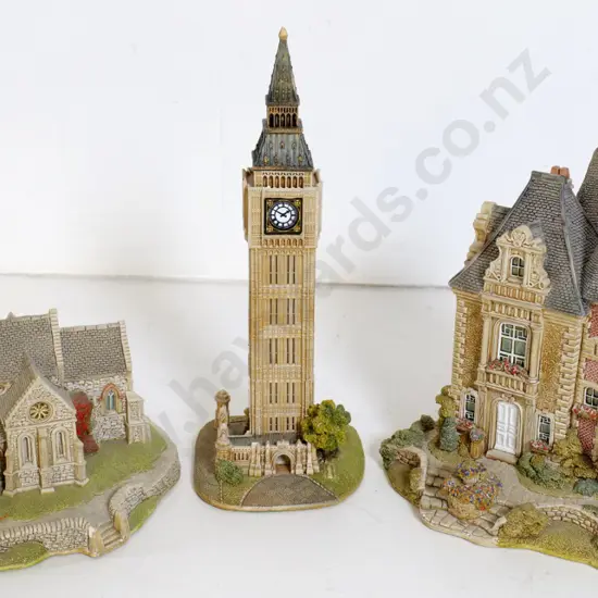 3 composite Lilliput Lane building figures including Big Ben H-220, Church has chip to spire