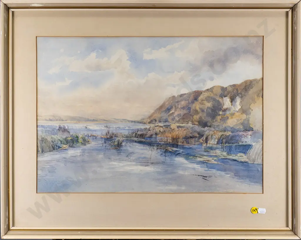 framed watercolour - coastal scne H-330 W-470 Image 1++