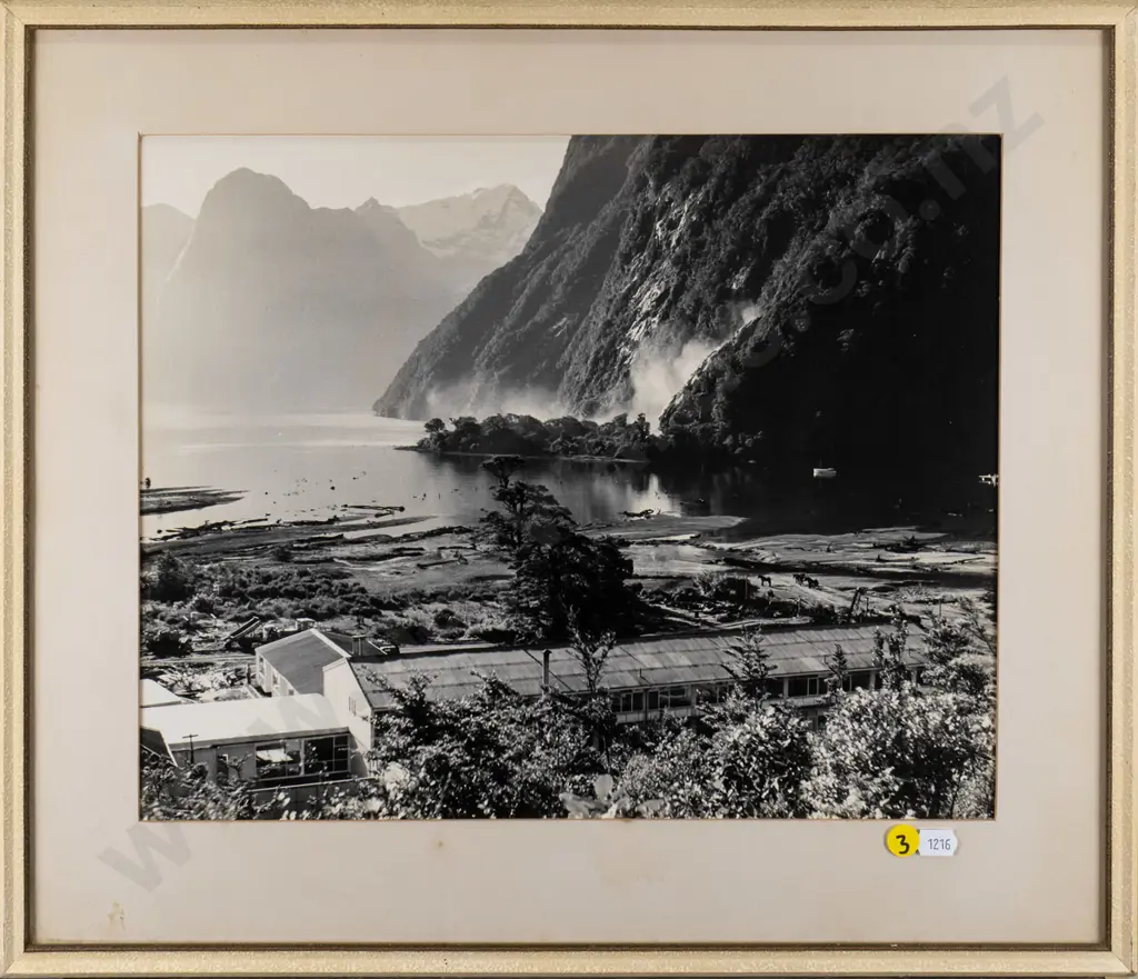 framed vintage black and white photograph - Milford Sound H-290 W-360 Image 1++