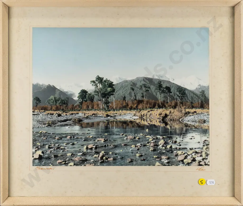 framed Whites Aviaition hand coloured photograph "Clearwater" (extensive foxing to surround) H-290 W-360 Image 1++