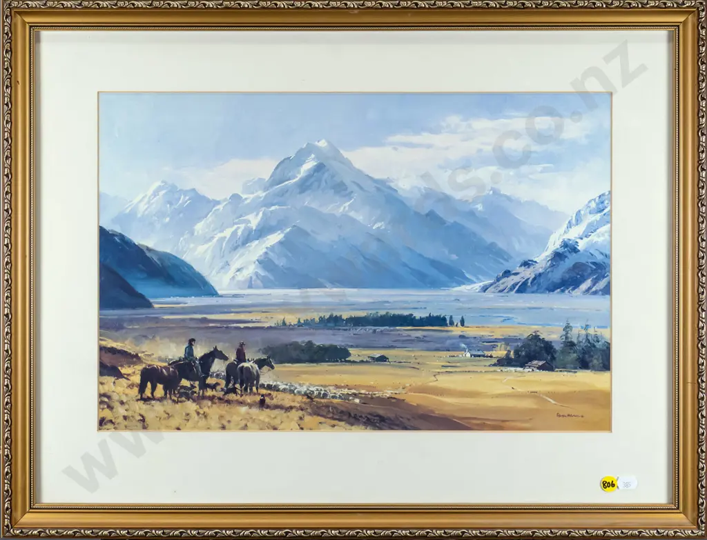 gilt framed Peter Beadle print - musterers H-300 W-450 Image 1++