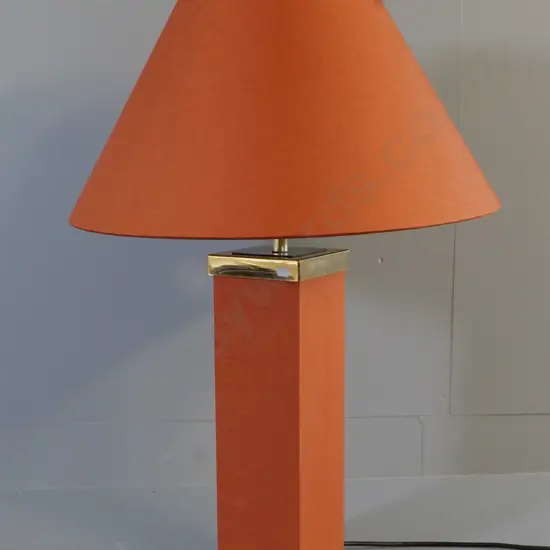 table lamp with brass and orange fabric covered base, matching shade H-790 Shade Diameter 500