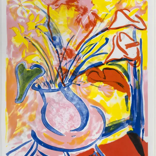 Jane Evans '89 - framed lithograph 4/40 "First Spring Blooms" H-580 W-460