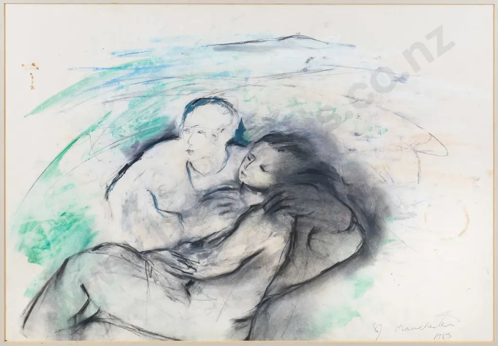 Catherine Manchester 1985 - framed pastel "Lovers II" H-400 W-590 Image 1++