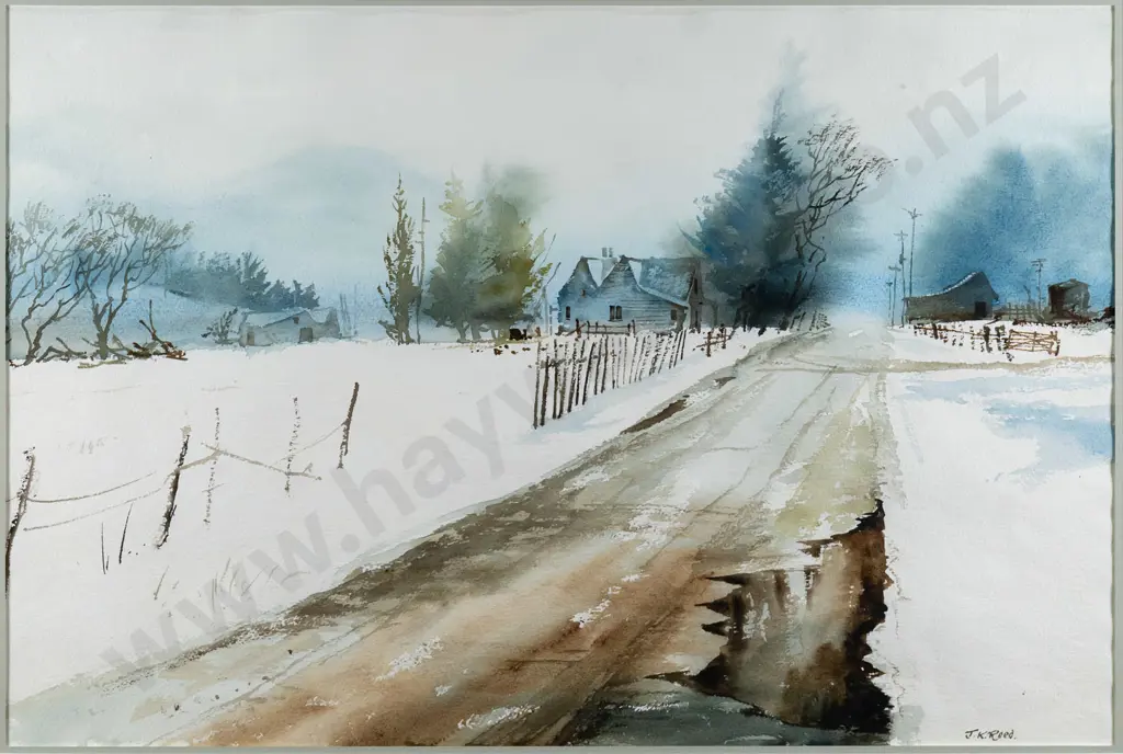 JK Reid - framed watercolour "Grahams Road Blenheim" H-360 W-540 Image 1++