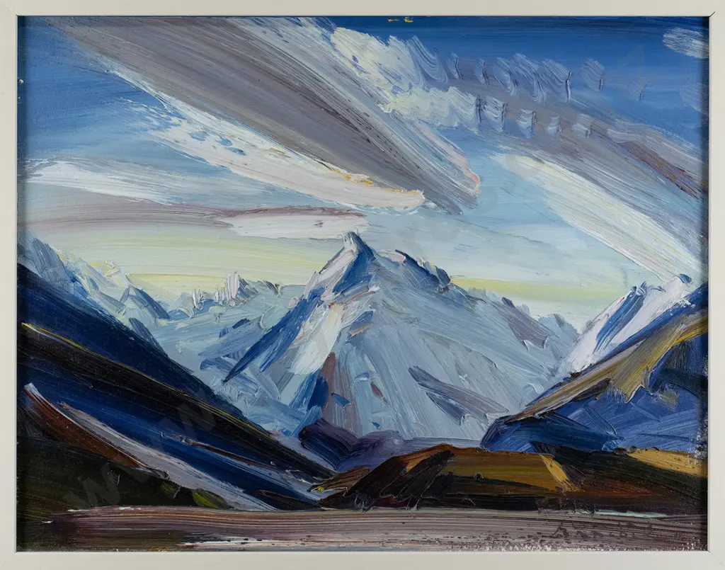 John Badcock '1997 -framed oil "Mt Tasman during norwester" H-360 W-470 Image 1++